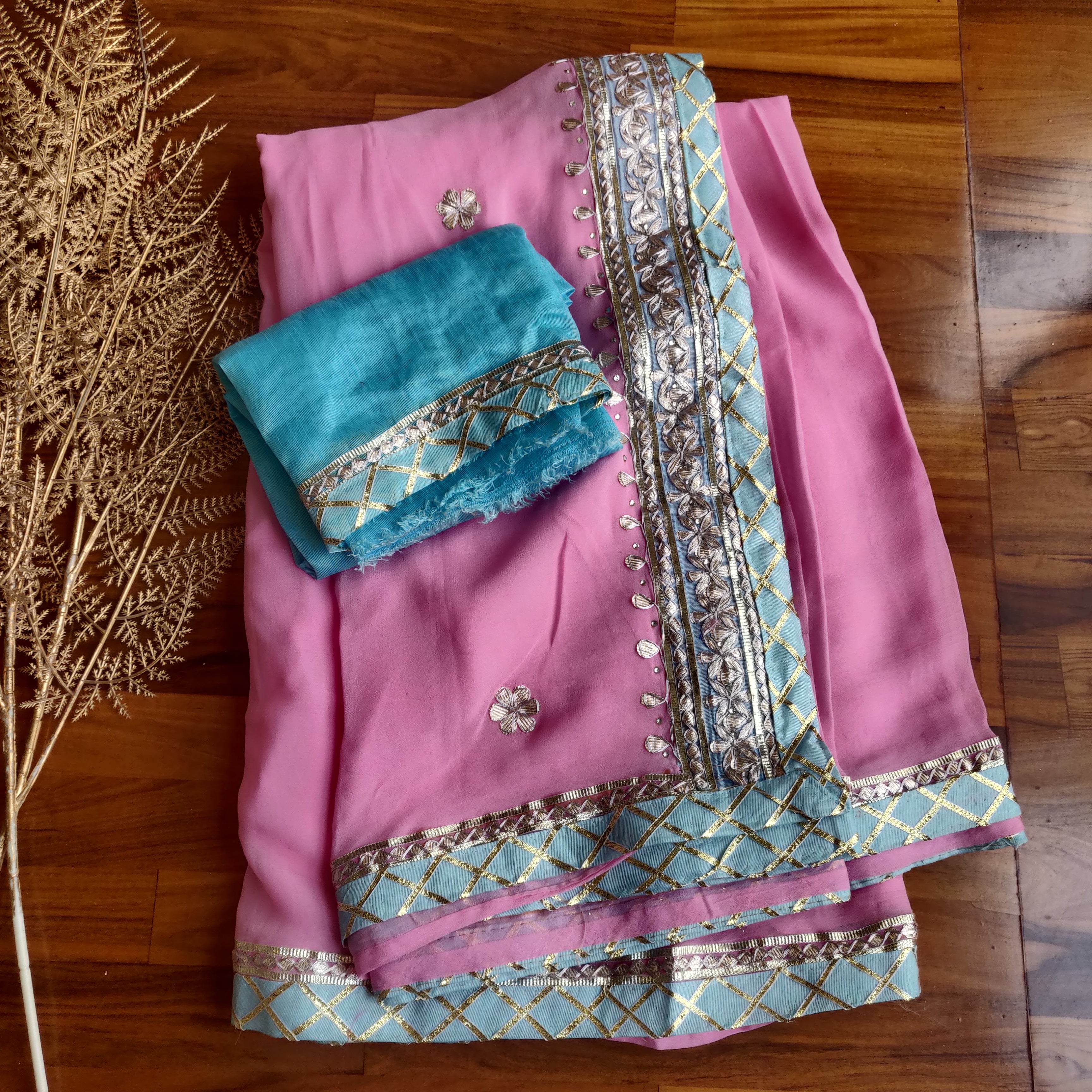 Pink Shaded Gota Patti Saree - Rana's by Kshitija