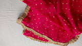 wine and golden colour chiffon dupatta