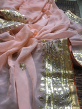 Peach Saree With Gota Patti Work