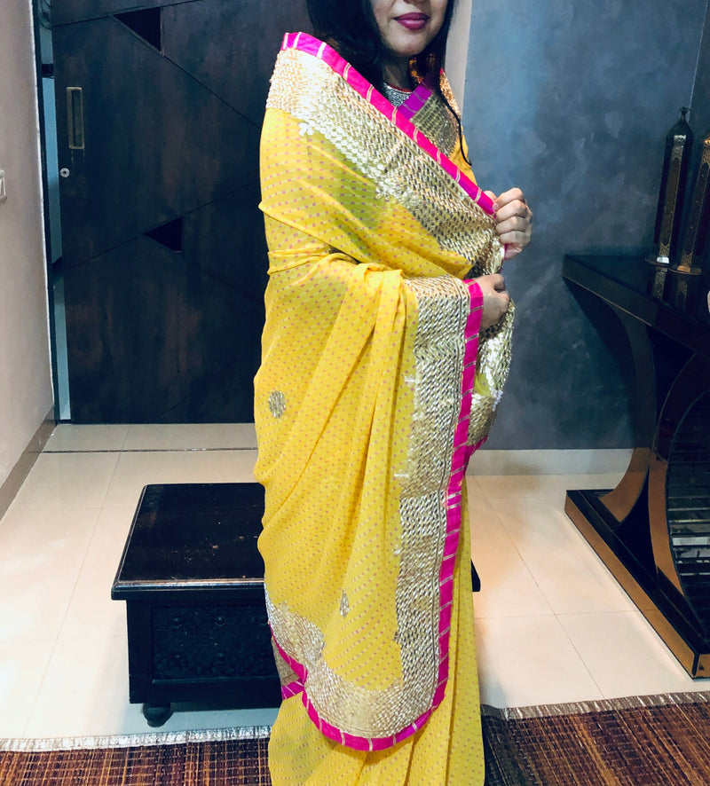 Yellow Gota Patti Work Saree