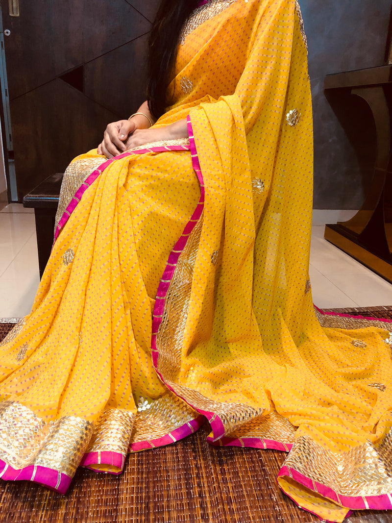 Yellow Gota Patti Work Saree