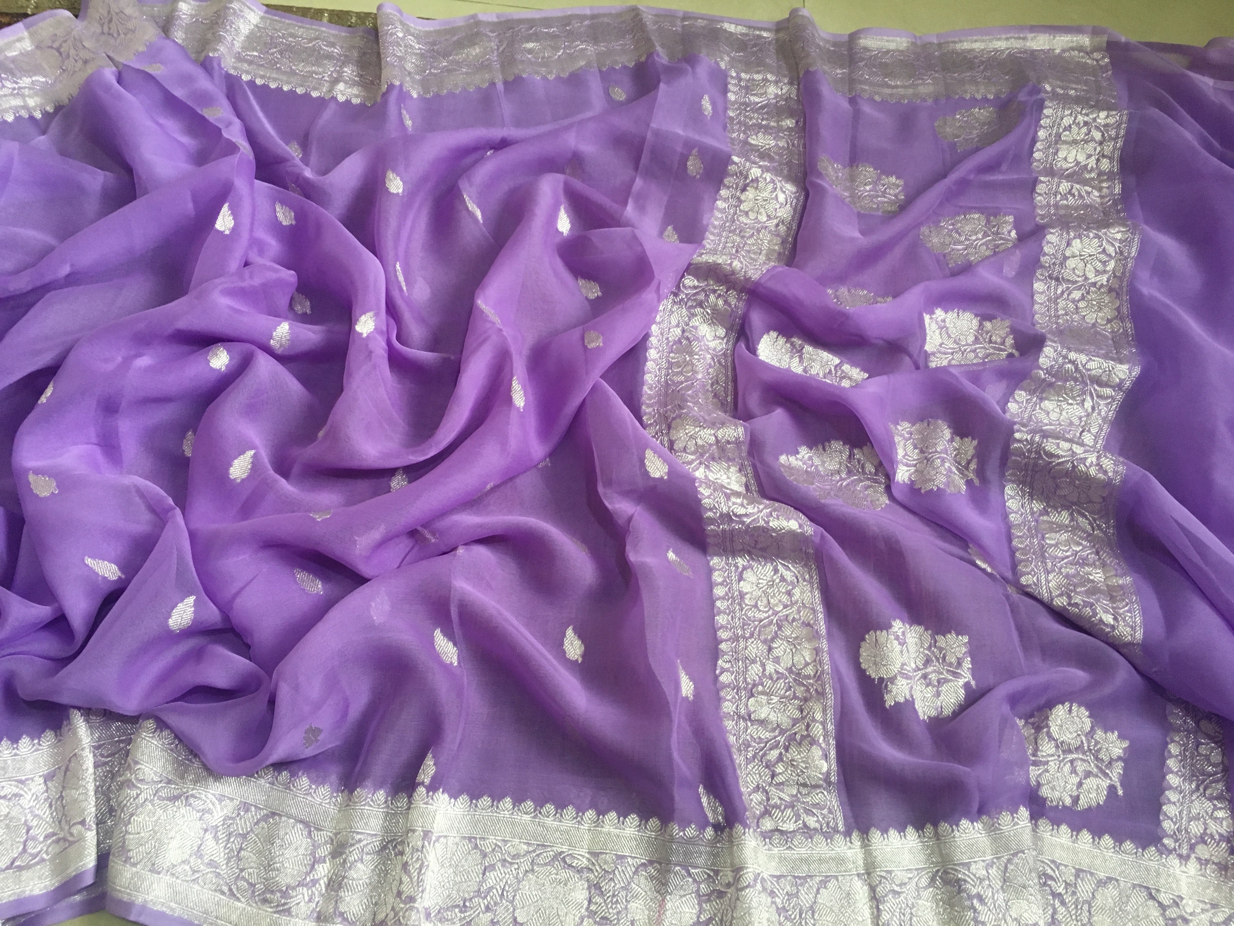 Light Purple Banarasi Khaddi Georgette Saree