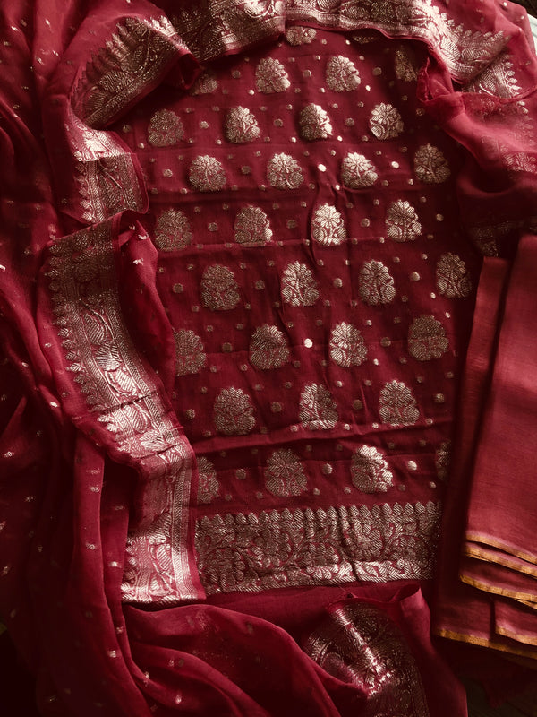 Maroon Wine Banarasi Khaddi Salwar Suit