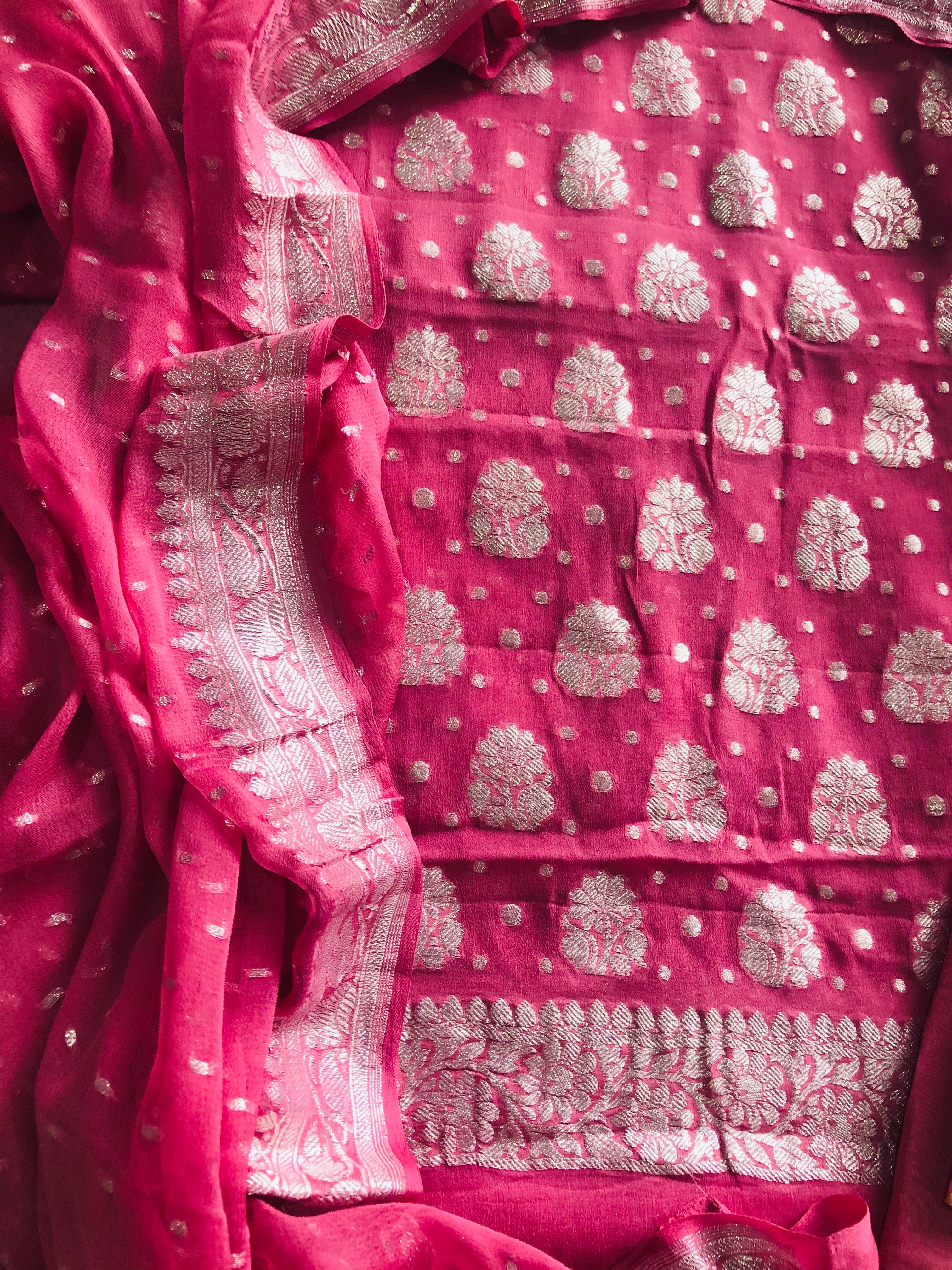 Pink Banaarasi Khaddi Salwar Suit|Buy Banarasi Khaddi Silk Suit  Online|Jhakhas
