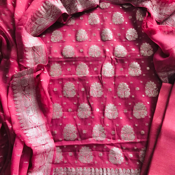Pink Banaarasi Khaddi Salwar Suit,Buy Banarasi Khaddi Silk Suit Online,Latest Banarasi Salwar Suit At Affordable Rate