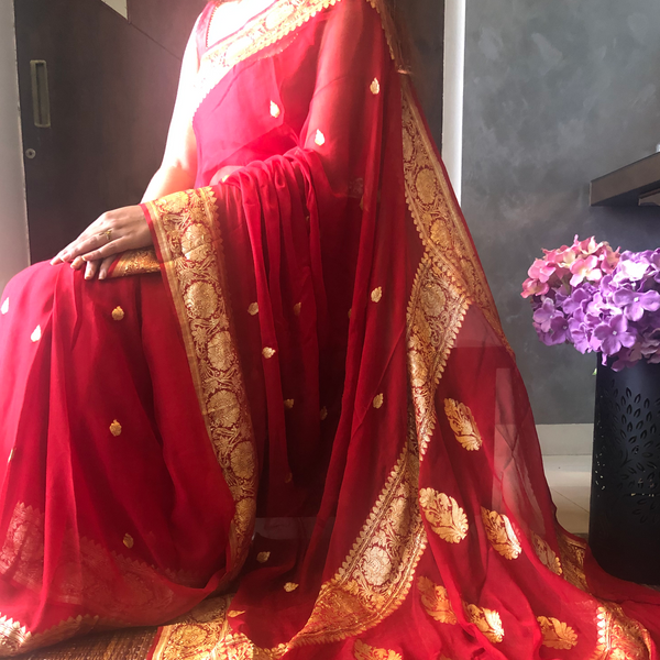 Red Banarasi Khaddi Saree,Wedding Saree, Indian Sarees, Online Sarees