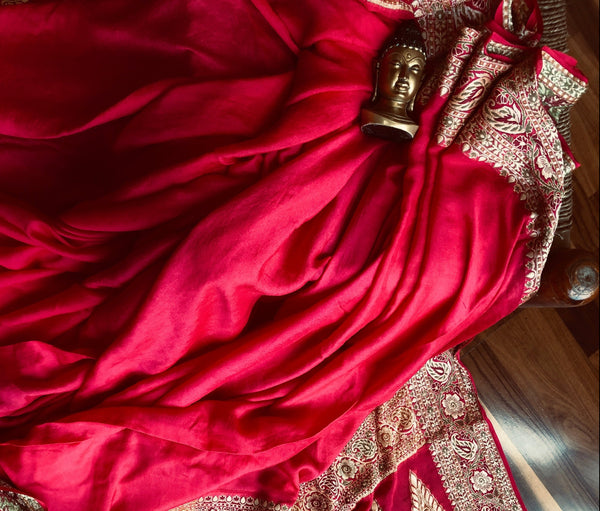 Red Pure Banarasi meenakari saree - jhakhas.com