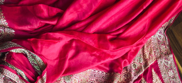 Red Pure Banarasi meenakari saree - jhakhas.com