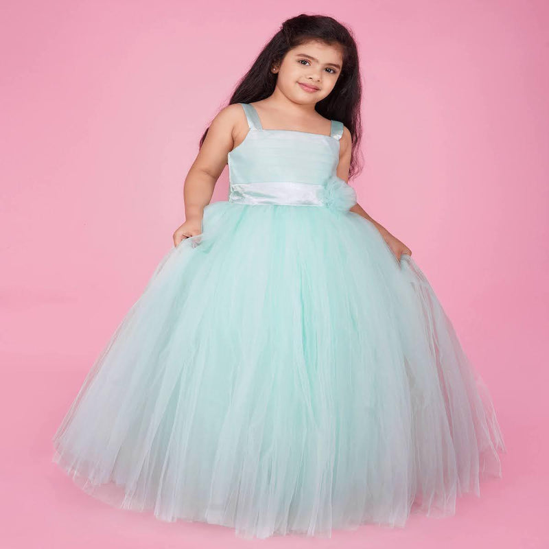 Indo Western Gown For Girl In Skyblue Color - jhakhas.com