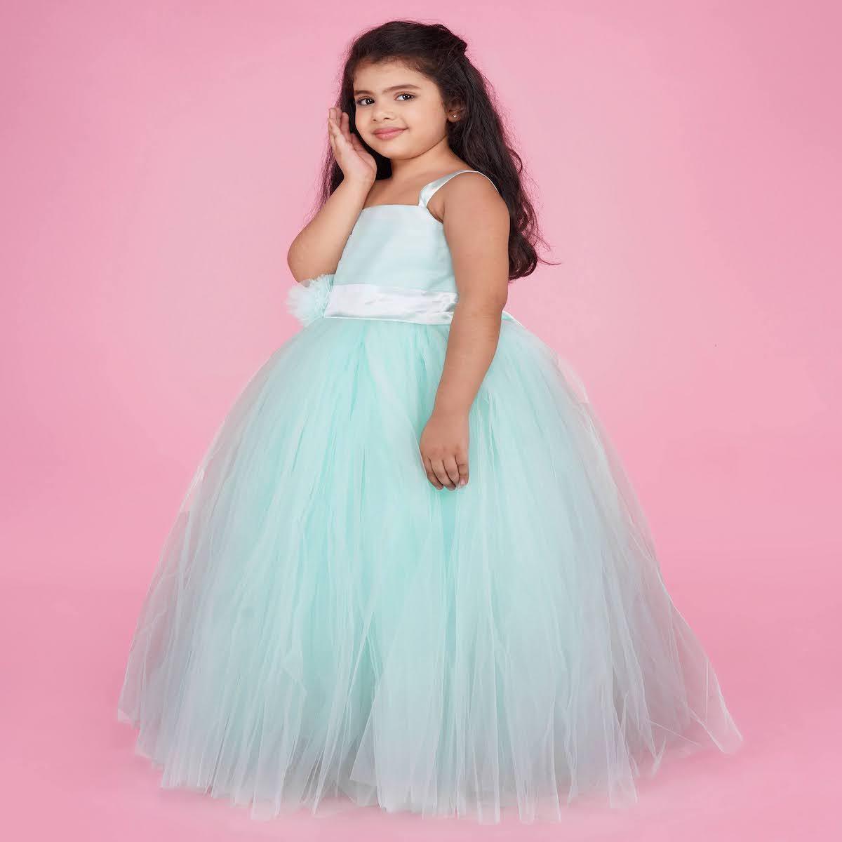 Indo Western Gown For Girl In Skyblue Color - jhakhas.com