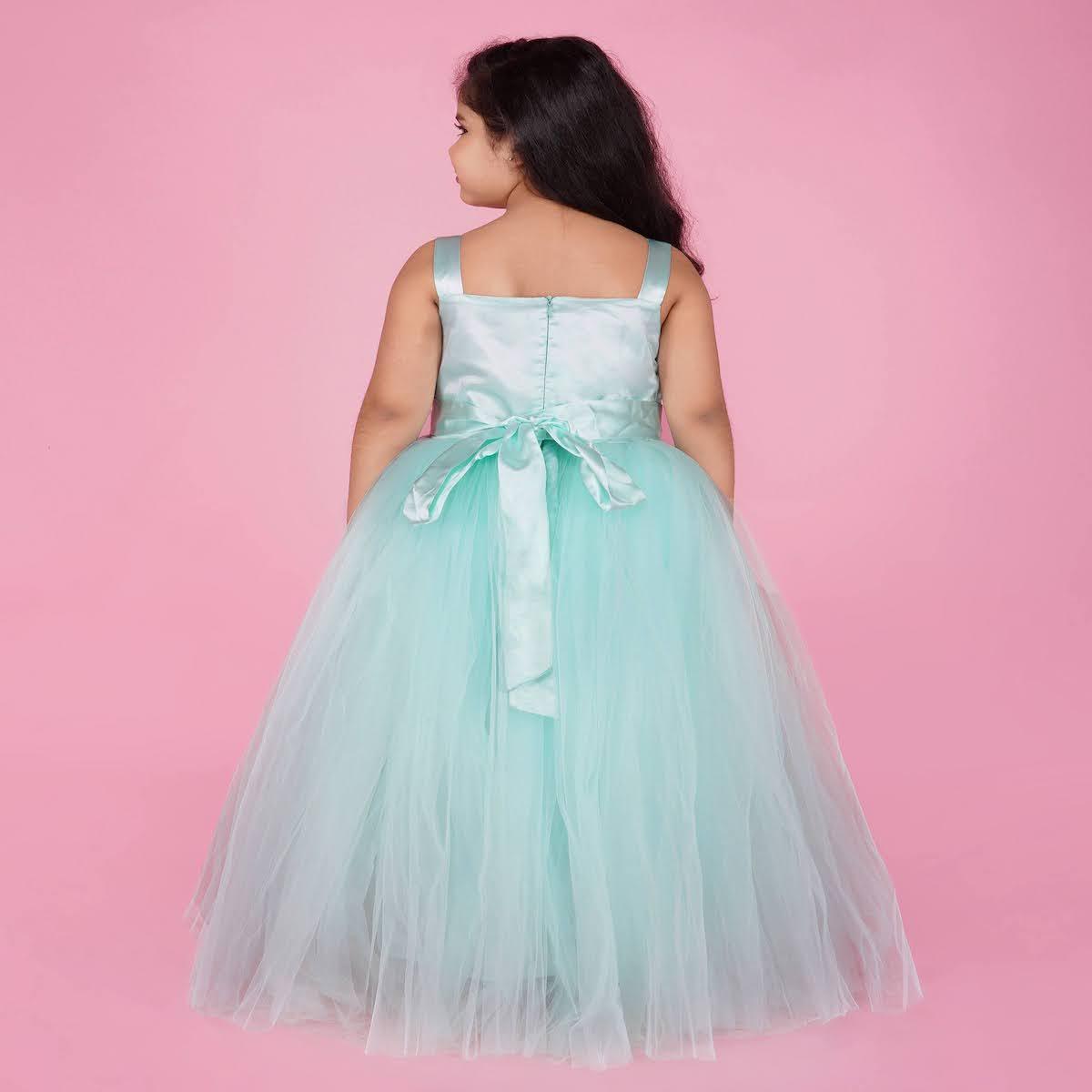 Indo Western Gown For Girl In Skyblue Color - jhakhas.com