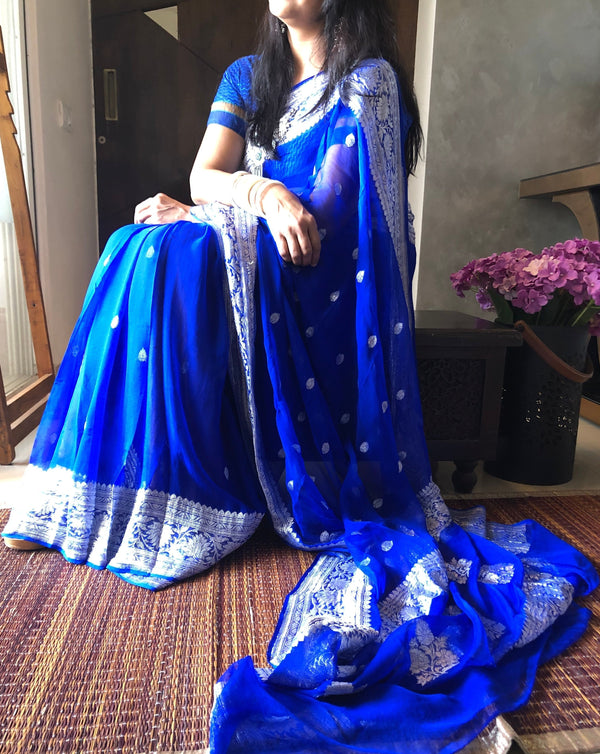 Beautiful Blue Banarasi Khaddi Saree,Wedding Saree, Indian Sarees, Online Sarees