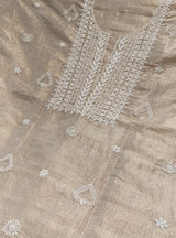 Cream Embroidery Kota Tissue Chanderi Suit