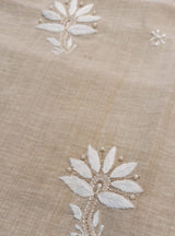 Beige Embroidery Kota Tissue Chanderi Suit