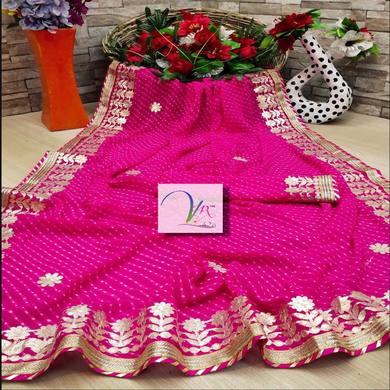 Leheriya Georgette Saree In Pink , Lehariya sarees Online, Sarees for Gift Online, Sarees Online