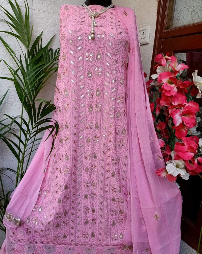 Pink Chikankari Gota Salwar Suit,Best Chikankari Suits Online,Buy  Chikan Suit Latest Design