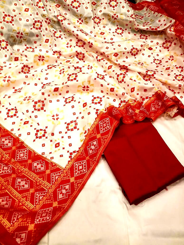 Maroon Banarasi Silk Katan Patola Design Suit