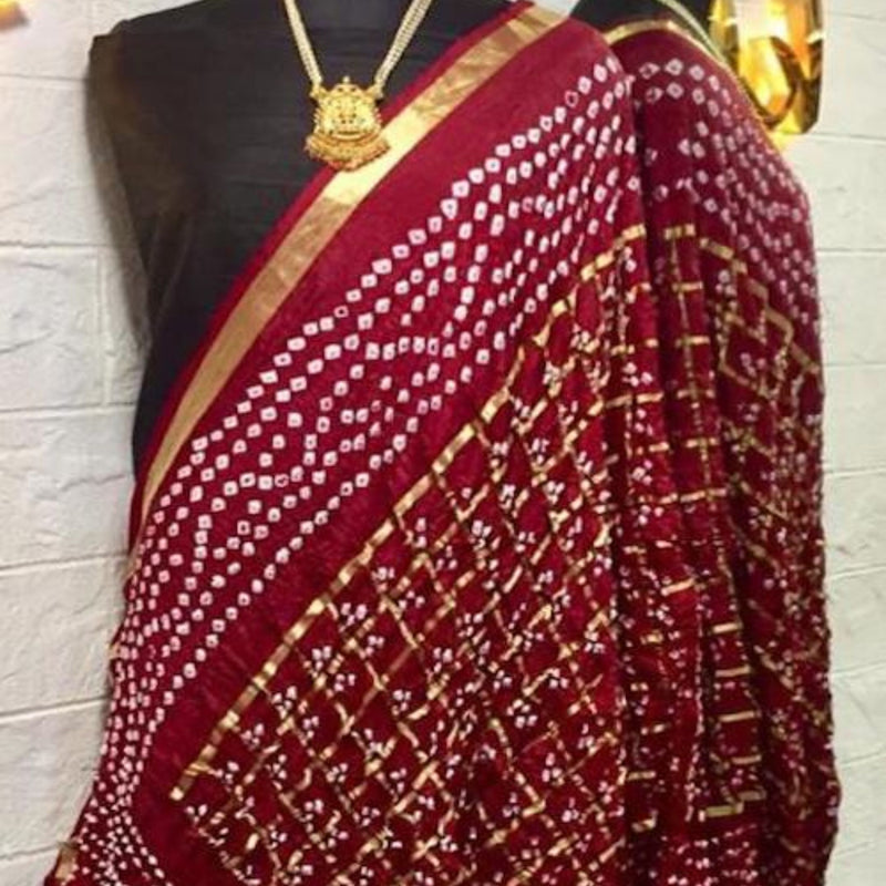 Mehroon Bandhani Silk Gharchola DupattaBridal Dupatta, Marwadi Chunri Online