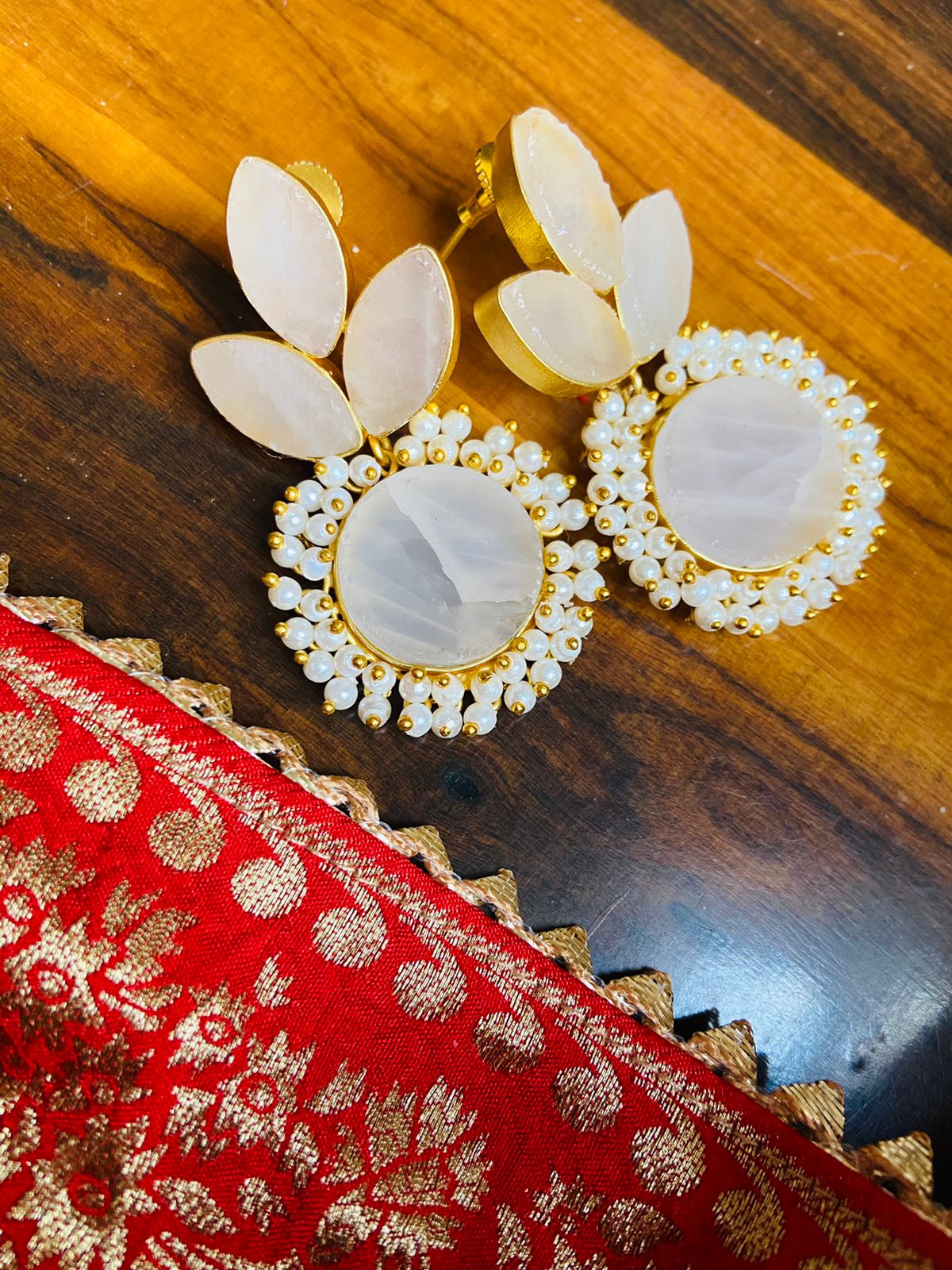 Off White Raw Stone Earring, Traditional Earrings , Online Earrings