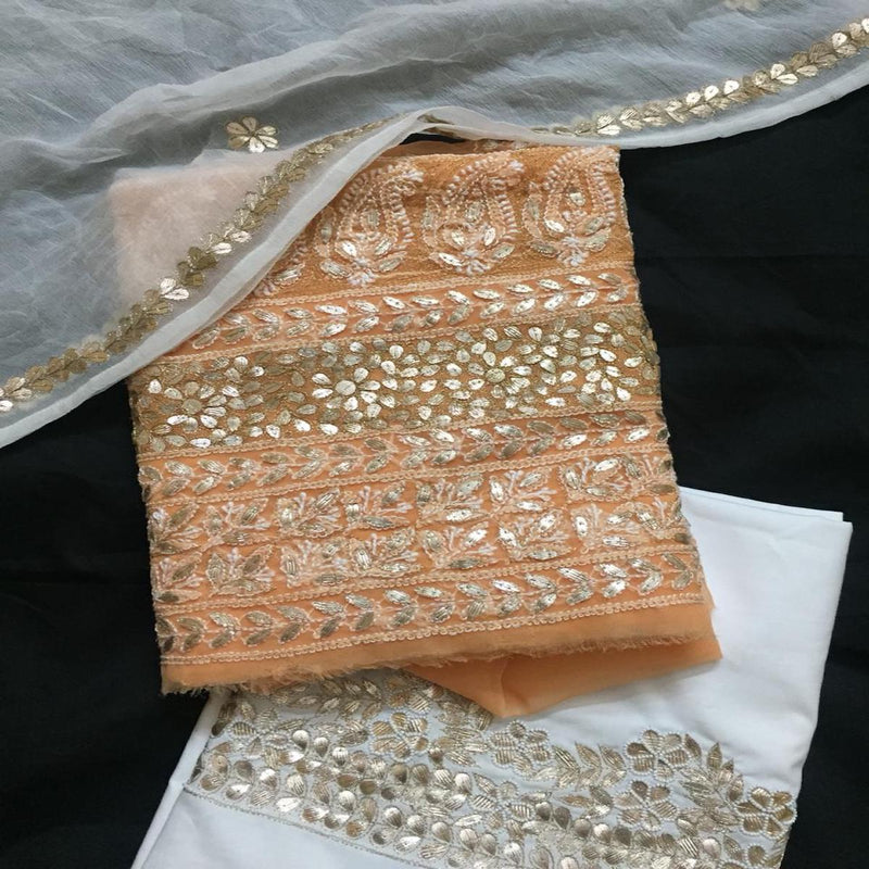 Orange Chikankari Gota Patti Salwar Suits - jhakhas.com