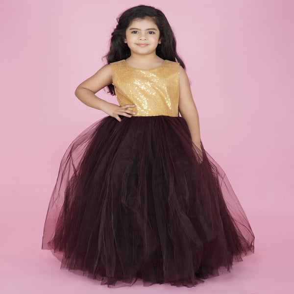 PartyWear Gown For Baby In Brown Color - jhakhas.com