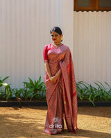 Banarasi Soft Silk Saree With Blouse In Pink