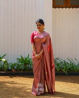 Banarasi Soft Silk Saree With Blouse In Pink