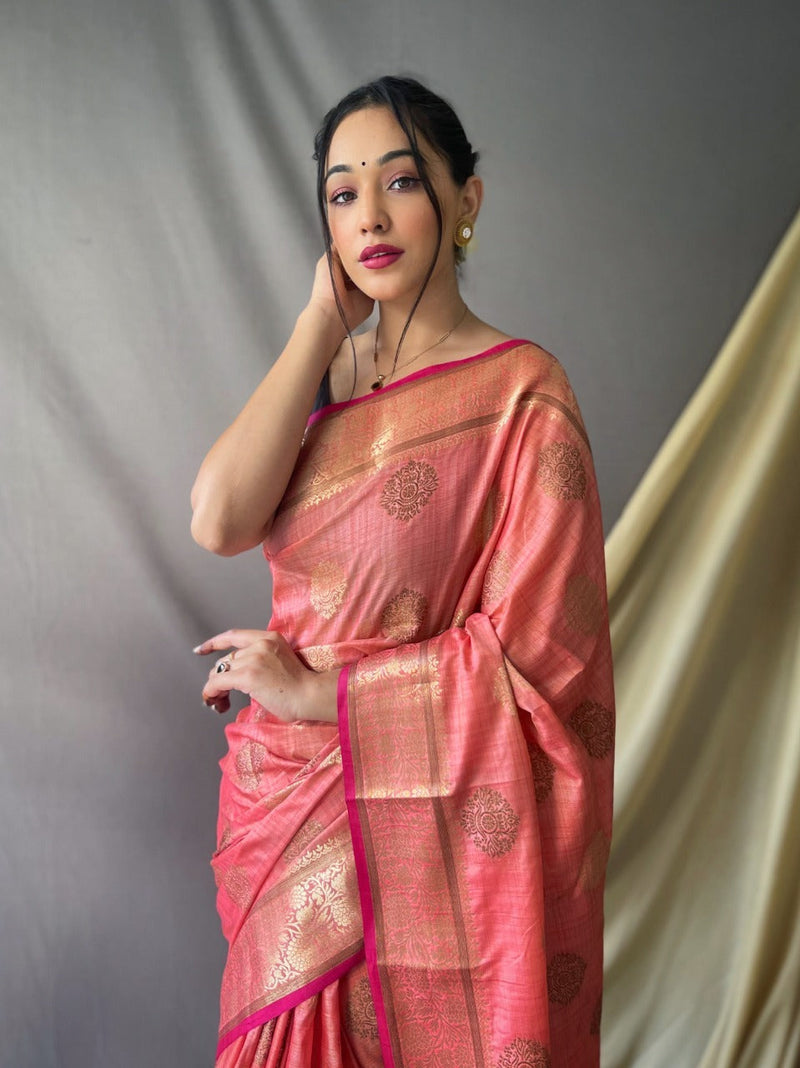 Pink Linen Cotton Sarees