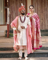 Pink Banarasi Soft Silk Saree With Blouse