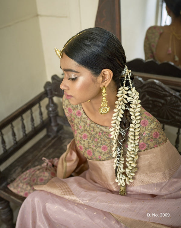 Pink Tissue Silk Saree With Blouse