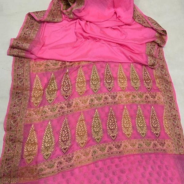 Pink Banarasi Saree In Meenakari,Traditional Sarees, Banarasi Saree, Meenakari Banarasi saree, Banarasi Meenakari Saree