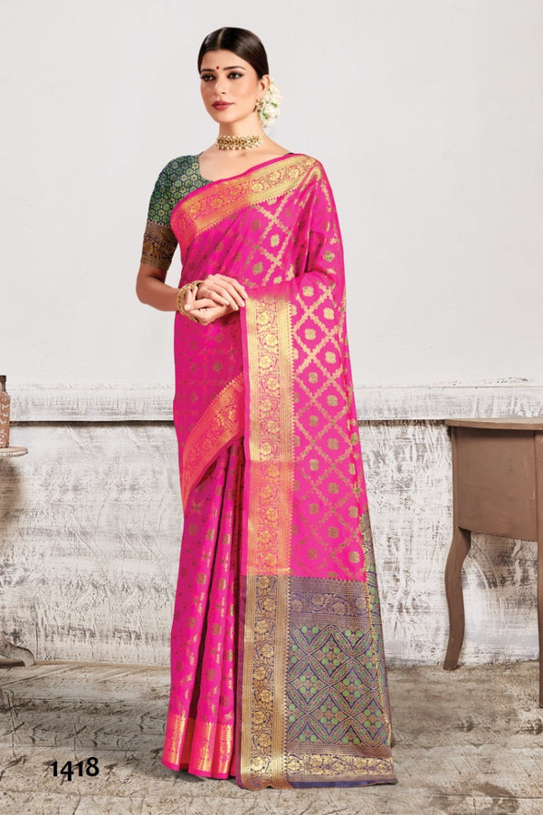 Pink Banarasi Silk Saree,Grab Now Banarasi Soft Silk Saree Online,Shop Now Banarasi Saree Online