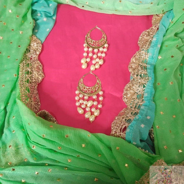 Punjabi Suits Party Wear In Pink And Green - jhakhas.com