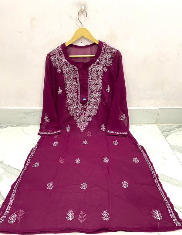 Purple Gala Booti Georgette Kurti