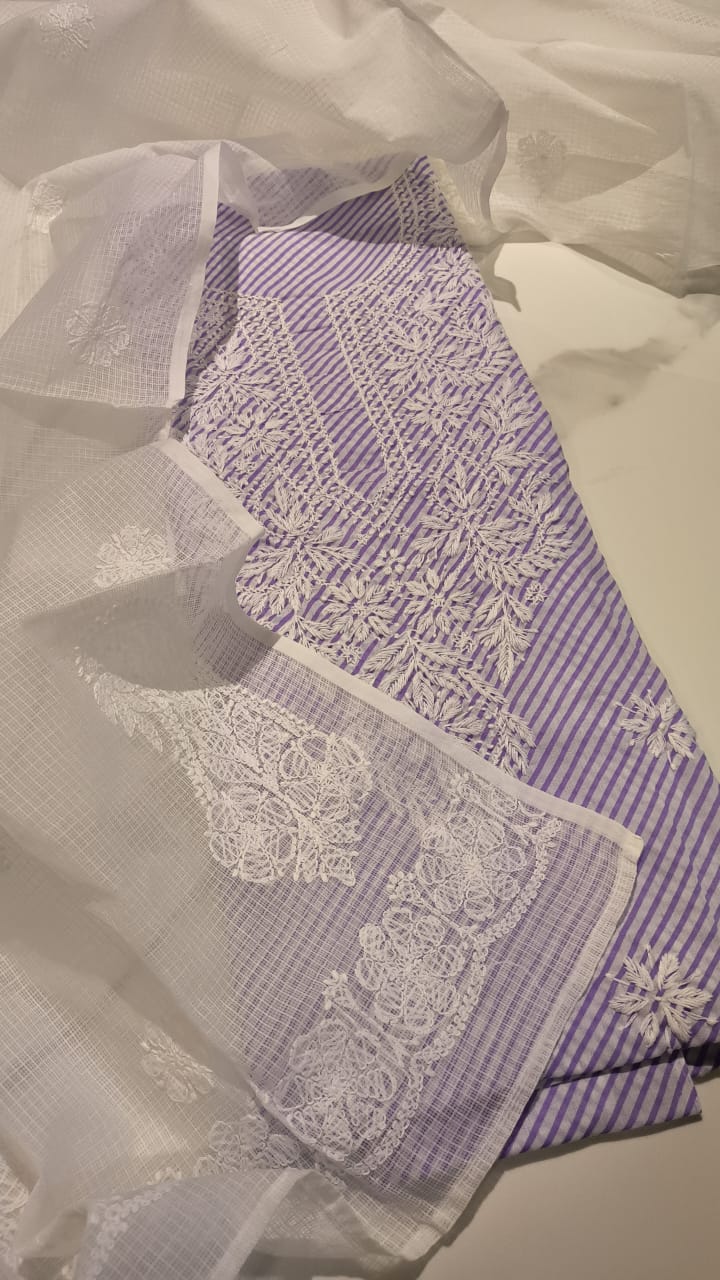 Purple Chikankari Suit Material