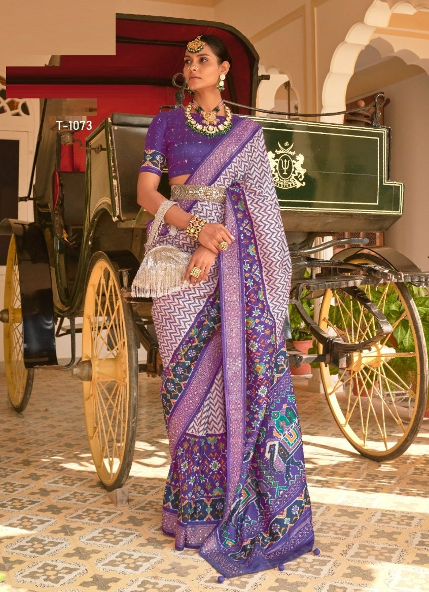 Purple Patola Silk Saree With Tassles