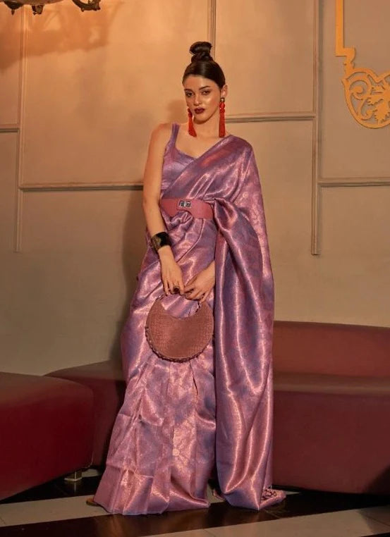 Purple Kanjivaram Silk Saree With Blouse