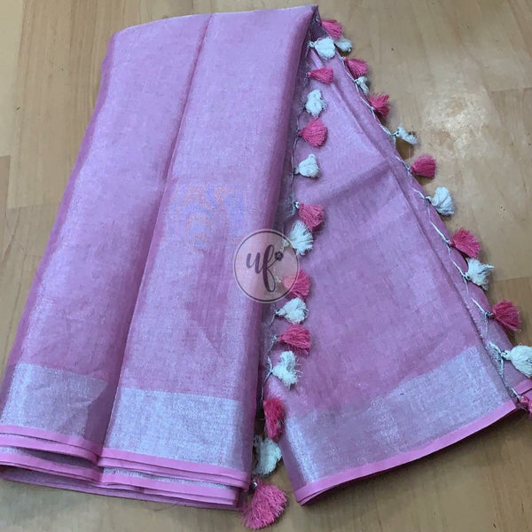 Buy Purple Linen Tissue Saree 
