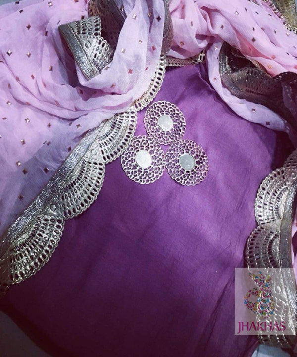 Purple Punjabi Suit With Designer Pink Dupatta - jhakhas.com