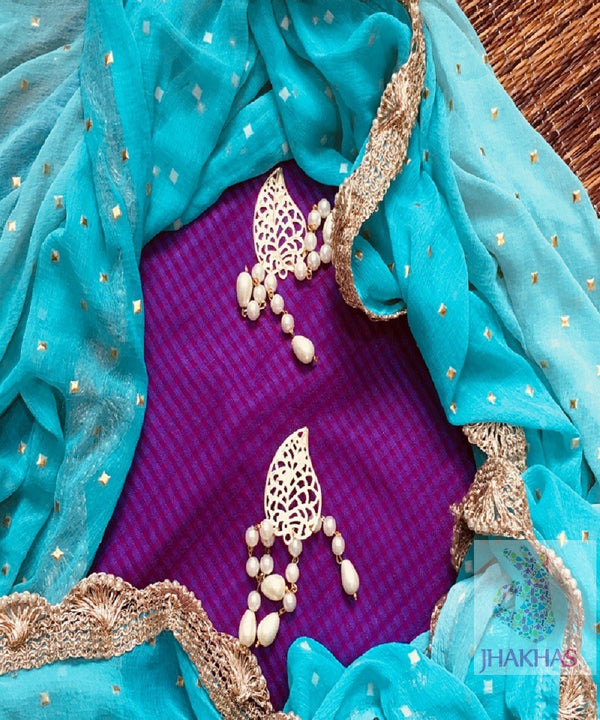 Purple Top With Designer Blue Dupatta - jhakhas.com