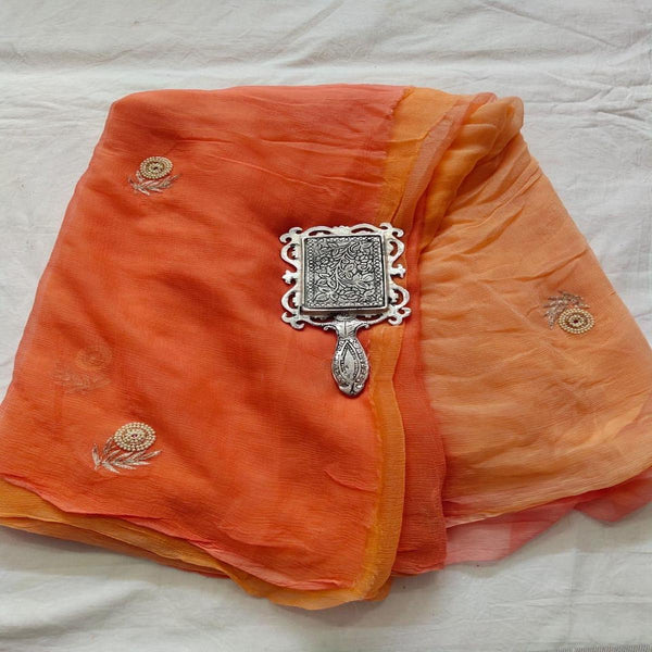Rajputi Chiffon Handwork Saree In Orange,Shop Now,Bandhani Saree,Grab Now,Gota Work Saree