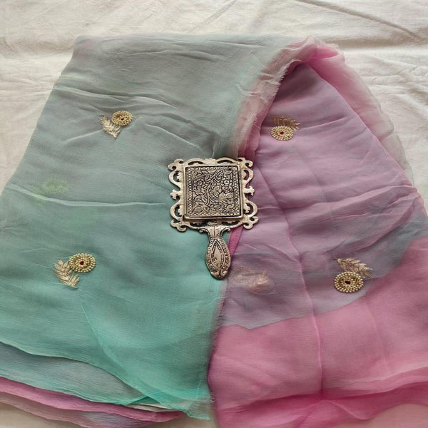 Rajputi Chiffon Handwork Sari In Grey,Buy Now,Traditional Saree,Shop Now,Bandhej Saree