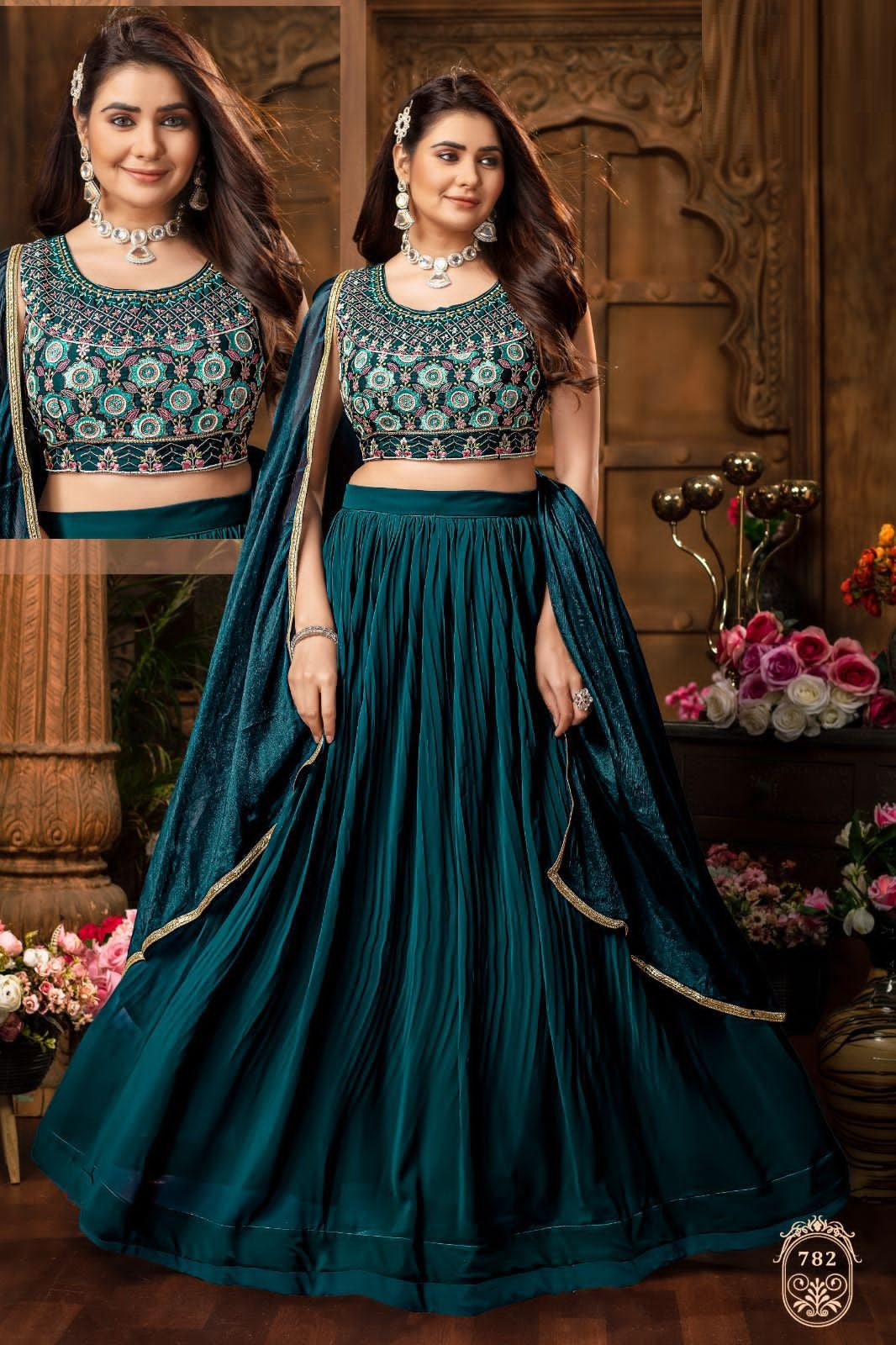 Buy Blue Blouse And Lehenga Raw Silk Print Paisley V Kimaya Bridal Set For  Women by Kalista Online at Aza Fashions.