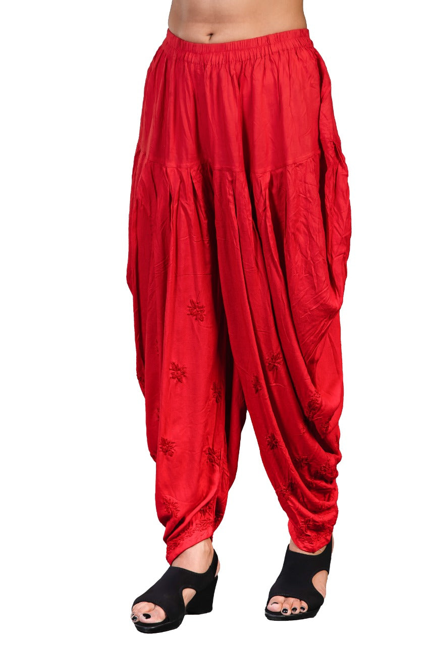 Red Chikankari Dhoti Salwar