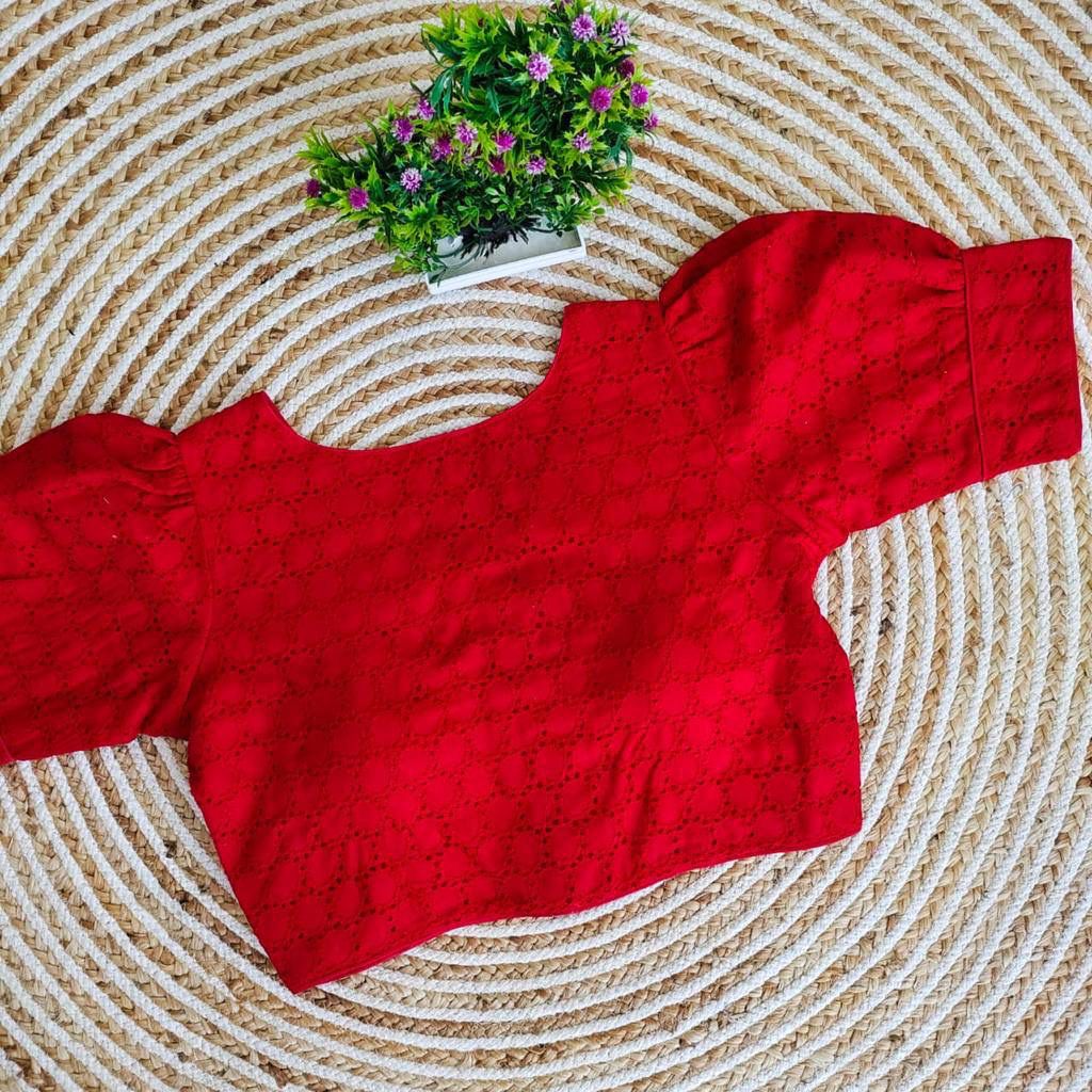 Red Hakoba Cotton Blouse