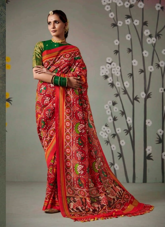 Red Patola Silk Printed Saree