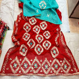 Karwachauth Red Gota Patti Sari,Get This,Rajasthani Saree,Have Now,Wedding Wear Saree