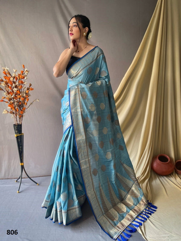 Sky Blue Linen Cotton Sarees,Shop Now Linen Embroidery Silk Saree Online,Grab Now Linen Embroidery Silk Saree Online