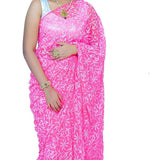 Hotpink Lucknowi Tepechi Work Saree,Chikankari saree from lucknow, Chikankari saree online