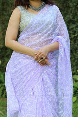 Purple Lucknowi Tepechi Work Saree